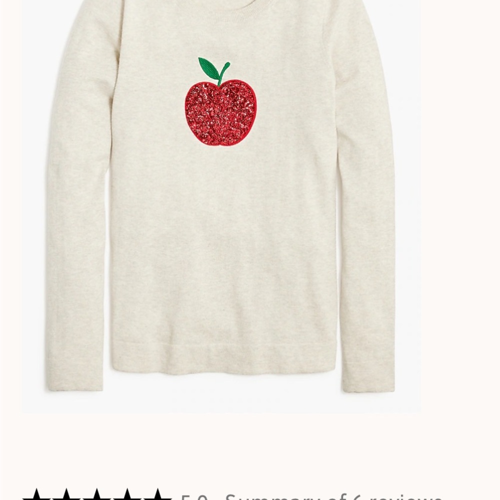 J Crew/Crew Cuts Cream Sequin Apple Sweater